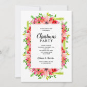 Elegant Botanical Floral Christmas Party Einladung (Vorderseite)
