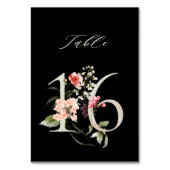 Elegant Botanical Floral Number 16, Schwarz Tischnummer (Rückseite)