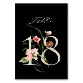 Elegant Botanical Floral Number 18, Schwarz Tischnummer (Rückseite)