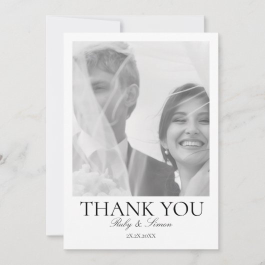 Elegant Botanical Floral Wedding Dankeskarte (Vorderseite)