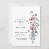 Elegant Botanical Floral Wedding Invitation Einladung (Vorderseite)