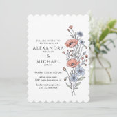 Elegant Botanical Floral Wedding Invitation Einladung (Stehend Vorderseite)