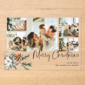 Elegant Botanical Foliage Photo Christmas Card Acryleinladungen (Vorderseite)