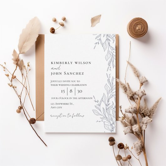 Elegant Botanical Frame Wedding Invitation Einladung