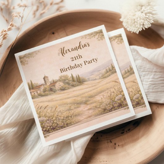 Elegant Botanical Garden Birthday Serviette