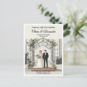 Elegant Botanical Garden Greenhouse Wedding Postkarte (Stehend Vorderseite)