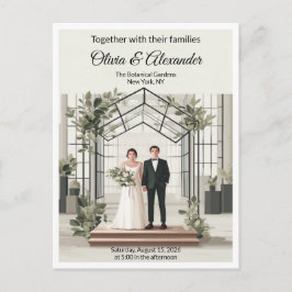 Elegant Botanical Garden Greenhouse Wedding Postkarte