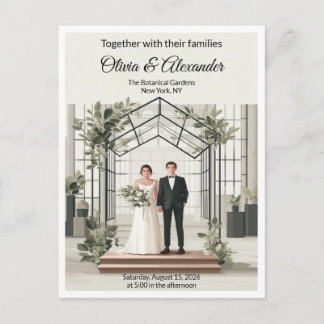 Elegant Botanical Garden Greenhouse Wedding Postkarte