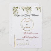 Elegant botanical gold frame save the date card Einladung (Vorne/Hinten)
