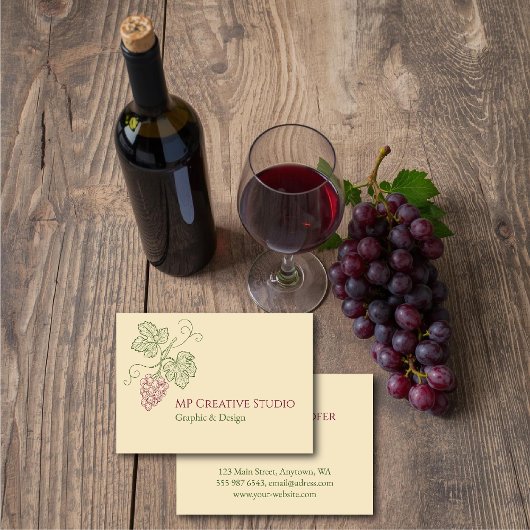 Elegant Botanical Grapevine Design Visitenkarte