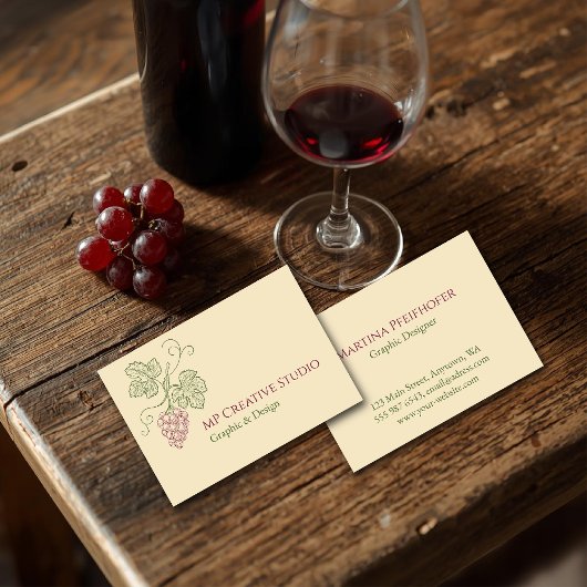 Elegant Botanical Grapevine Design Visitenkarte