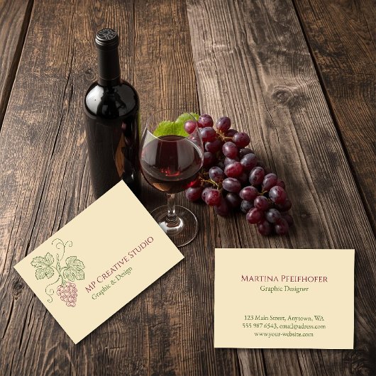 Elegant Botanical Grapevine Design Visitenkarte