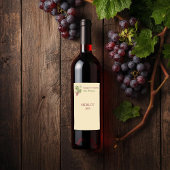 Elegant Botanical Grapevine Design Weinetikett
