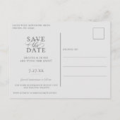Elegant Botanical Gray Save the Date Ankündigungspostkarte (Rückseite)