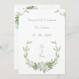 Elegant Botanical Green Leaves Nature Invitation Einladung
