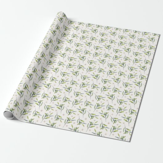 Elegant Botanical Green Watercolor Branches Geschenkpapier (Ungerollt)