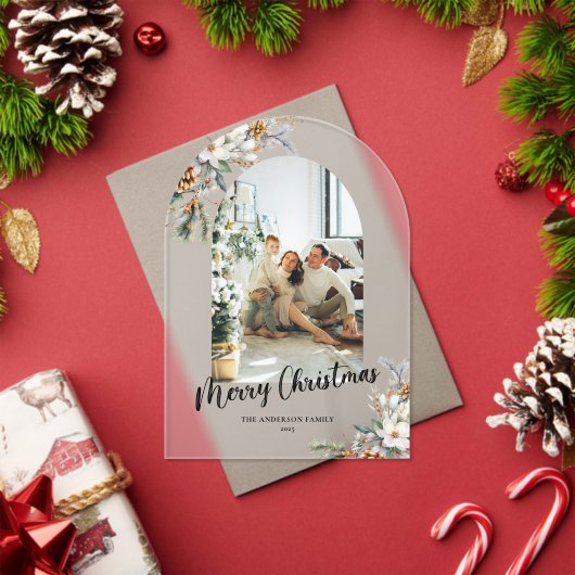 Elegant Botanical Greenery Arch Christmas Card Acryleinladungen (Insitu (Feiertag))