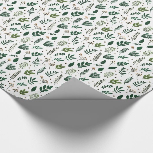 Elegant Botanical Greenery & Berry Geschenkpapier (Ecke)