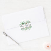 Elegant Botanical Greenery Christmas Runder Aufkleber (Umschlag)