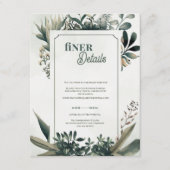 Elegant Botanical Greenery Finer Details Wedding Begleitkarte (Vorderseite)