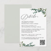 Elegant Botanical Greenery QR Code Wedding Details Begleitkarte (Vorne/Hinten)