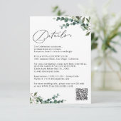 Elegant Botanical Greenery QR Code Wedding Details Begleitkarte (Stehend Vorderseite)