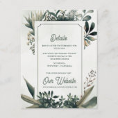 Elegant Botanical Greenery Wedding Details Begleitkarte (Vorderseite)
