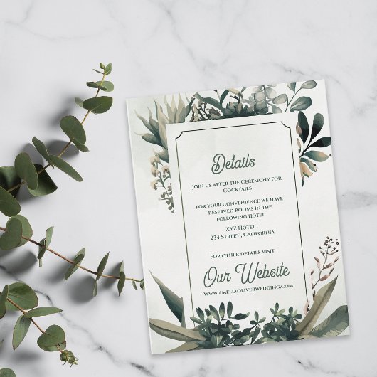 Elegant Botanical Greenery Wedding Details Begleitkarte