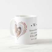 Elegant Botanical Heart Photo Wedding Christmas Kaffeetasse (Vorderseite Links)