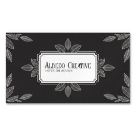 Elegant Botanical Line Art Black and White Formal Magnetische Visitenkarte