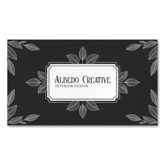 Elegant Botanical Line Art Black and White Formal Magnetische Visitenkarte (Vorderseite)