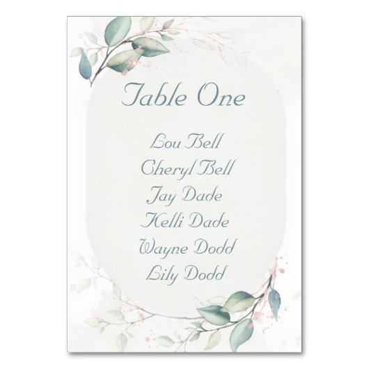 Elegant Botanical Love Wedding Tischnummer (Vorderseite)