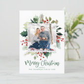 Elegant Botanical Merry Christmas Greenery Feiertagskarte (Stehend Vorderseite)