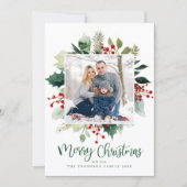Elegant Botanical Merry Christmas Greenery Feiertagskarte (Vorderseite)