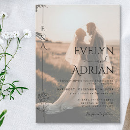 Elegant Botanical Modern Minimalist Photo Wedding Einladung