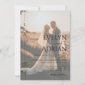 Elegant Botanical Modern Minimalist Photo Wedding Einladung (Vorderseite)