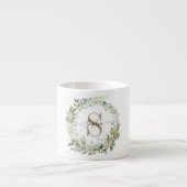 Elegant Botanical Monogram Espresso Mug with Name Espressotasse (Vorderseite)