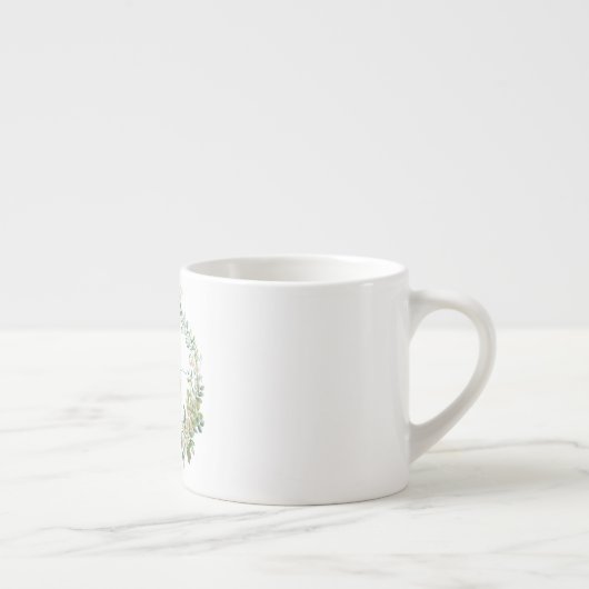 Elegant Botanical Monogram Espresso Mug with Name Espressotasse (Rechts)