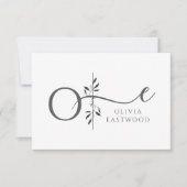 Elegant Botanical Monogram Flat Note Card Mitteilungskarte (Vorderseite)