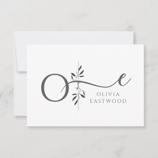 Elegant Botanical Monogram Flat Note Card Mitteilungskarte (Vorderseite)