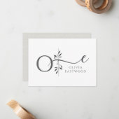 Elegant Botanical Monogram Flat Note Card Mitteilungskarte (Vorderseite/Rückseite Beispiel)