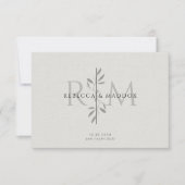 Elegant Botanical Monogram Wedding Dankeskarte (Vorderseite)