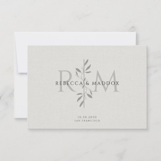 Elegant Botanical Monogram Wedding Dankeskarte (Vorderseite)