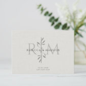 Elegant Botanical Monogram Wedding Dankeskarte (Stehend Vorderseite)