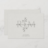 Elegant Botanical Monogram Wedding Dankeskarte (Vorne/Hinten)