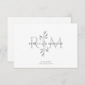 Elegant Botanical Monogram Wedding Dankeskarte (Vorne/Hinten)