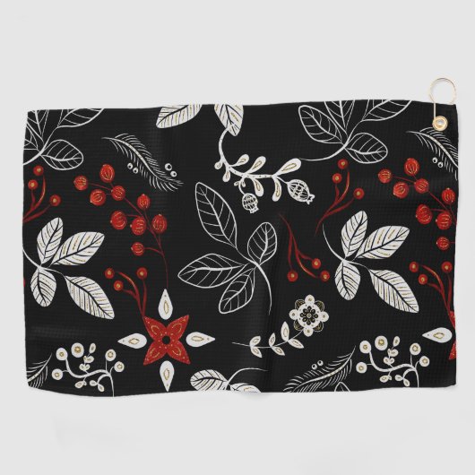Elegant botanical pattern golfhandtuch (Horizontal)