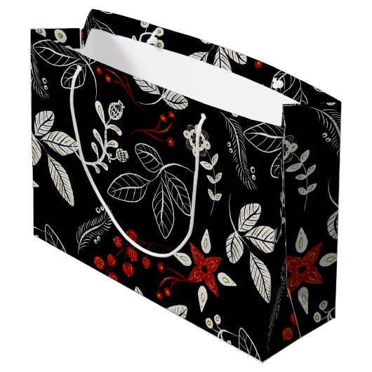 Elegant botanical pattern große geschenktüte (Rückseite Schrägansicht)