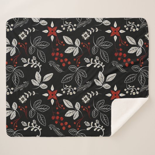 Elegant botanical pattern sherpadecke (Vorderseite (Horizontal))