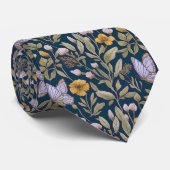 Elegant Botanical Pattern with Butterflies on Dark Krawatte (Gerollt)